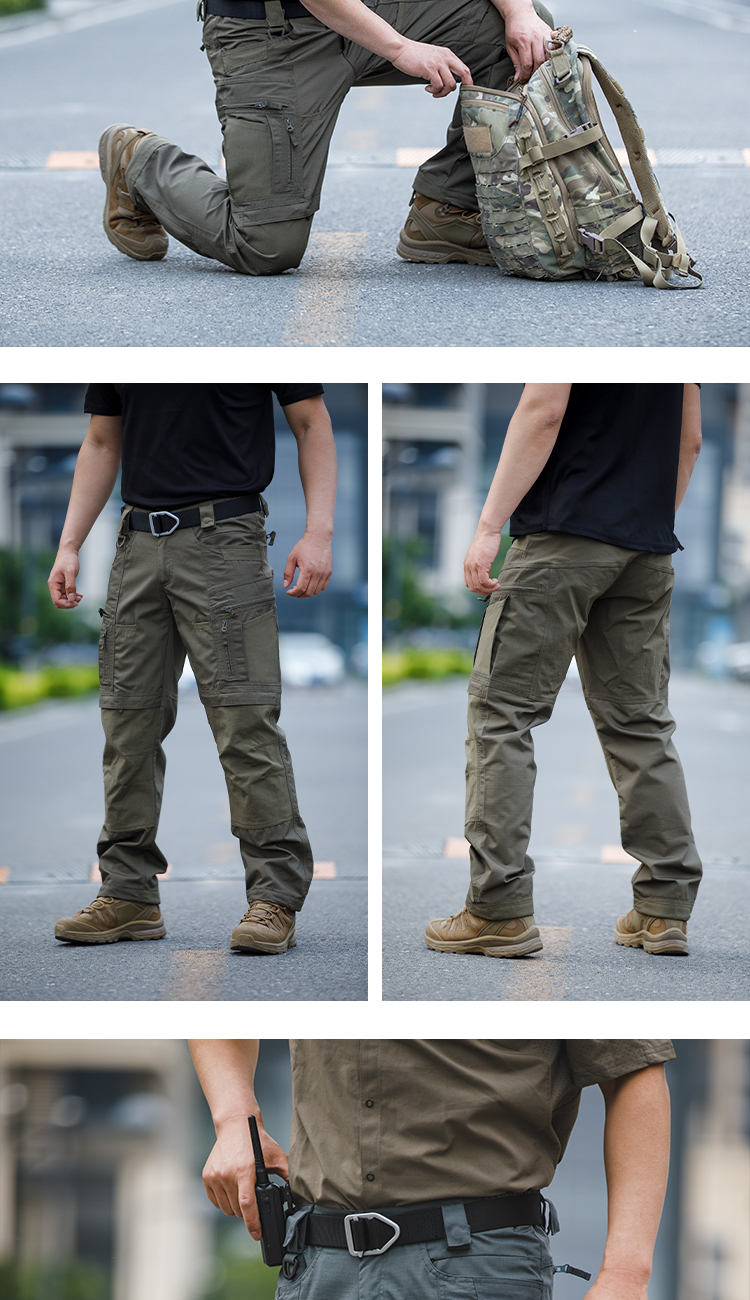 Men's Tactical All-Terrain Cargos Pants Waterproof Mid Waist Drawstring Closure Trousers