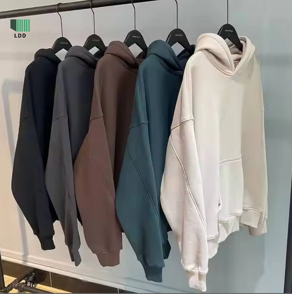 High Quality 100% Cotton Hoodies Custom Screen Print Logo Plain Thick Heavyweight Oversized Blank Hoodies Pullover Blank Hoodies