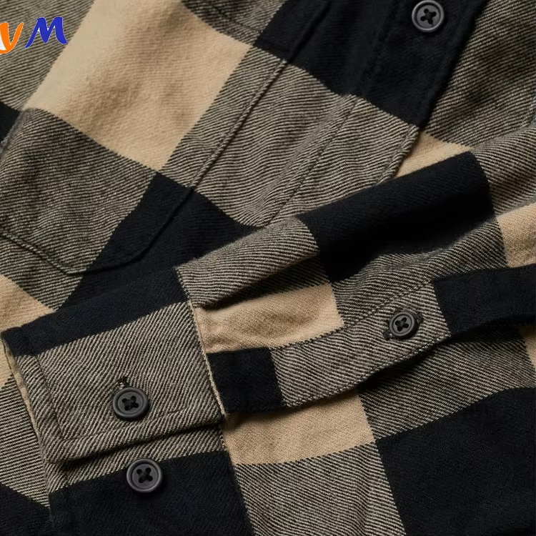 Custom Logo Factory Wholesale Comfortable 100% Cotton Long Sleeve Plus Size Designer Casual Plaid Flannel Shirt