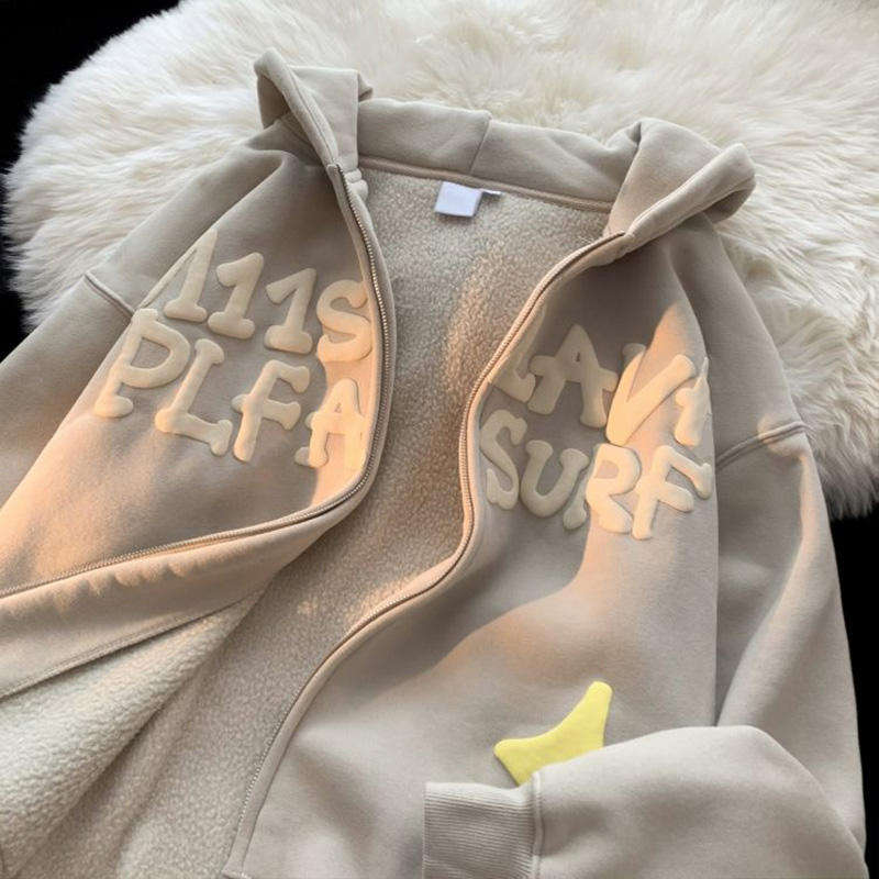Hot Sale Oversized 3D Puff Print Hoodie Printed Graphic Custom Full Zip Up Hoodie Warm Fashion Men's Hoodie 3D