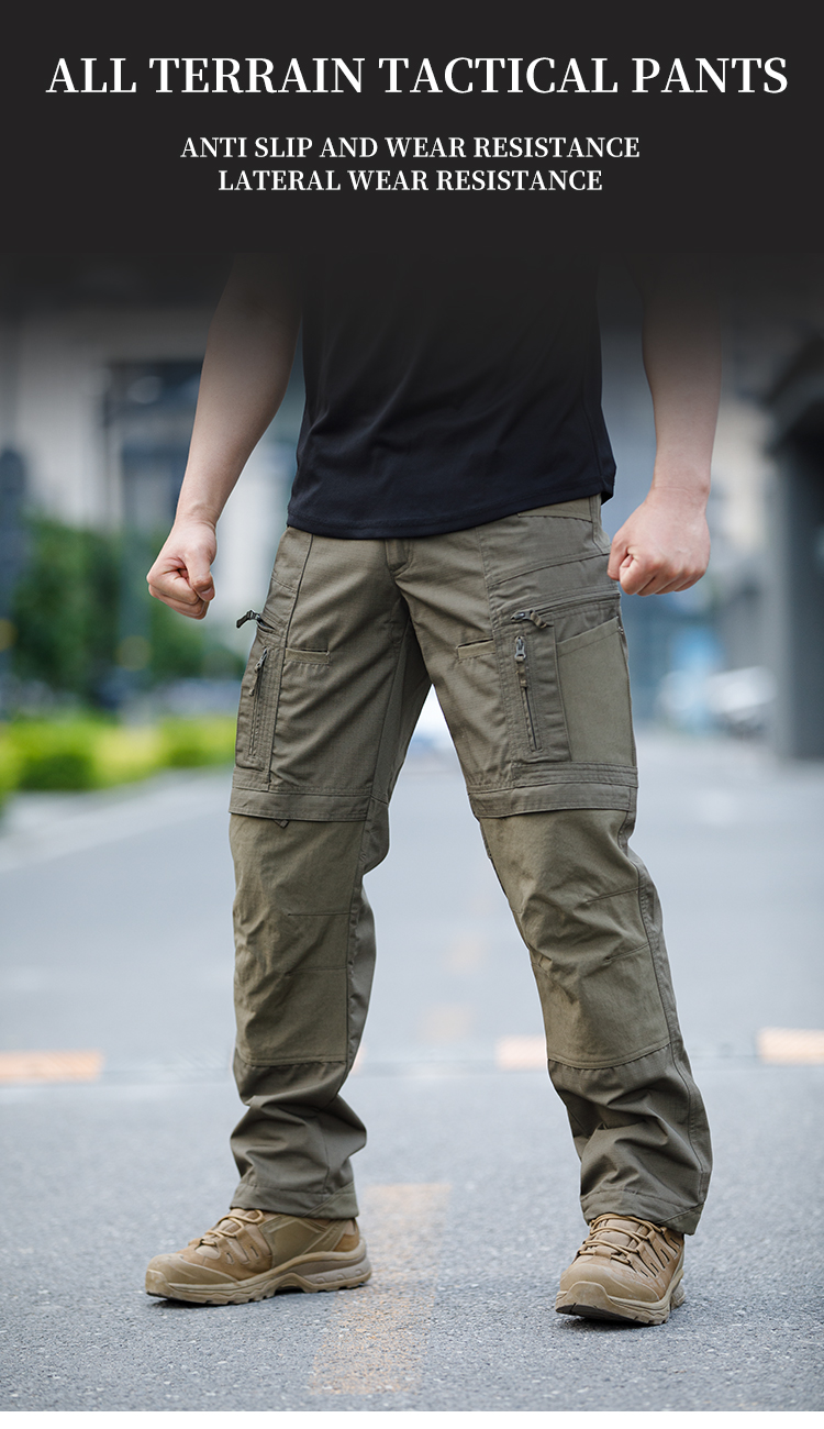Men's Tactical All-Terrain Cargos Pants Waterproof Mid Waist Drawstring Closure Trousers