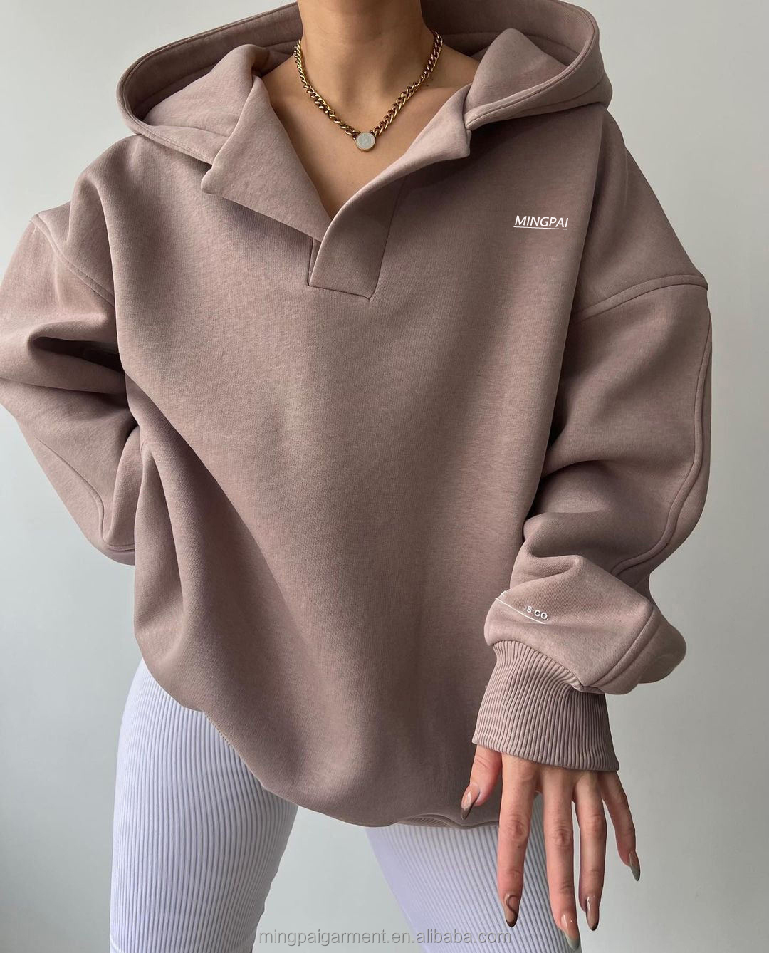 Custom High Quality Oversize Drop Shoulder Women's Hoodies Heavyweigh 100% Cotton Long Sleeve Screen Print Letters Hoodies Women