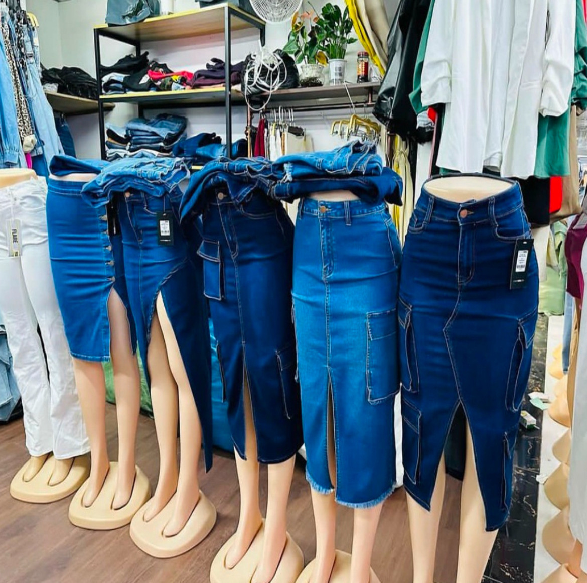 Summer New Women's Floral Long Denim Skirt Vintage High Waist Straight Tube Large A-line Pencil Spring/Winter