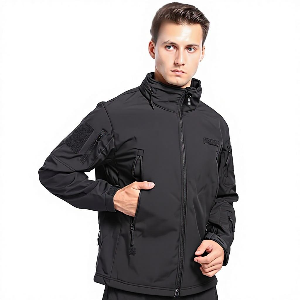 Waterproof Fleece-Lined Tactical Bomber Jacket for Men, Winter Camouflage Hooded Softshell Outdoor Coat