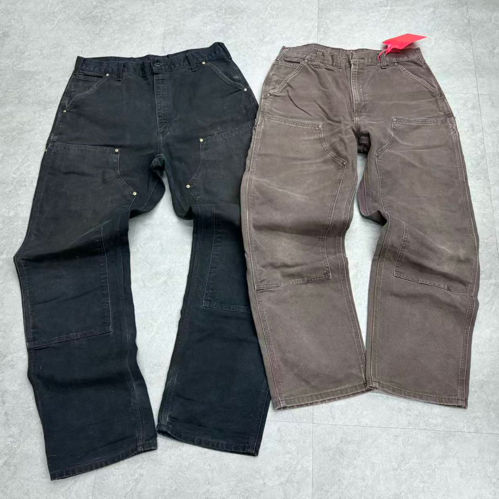 Custom Denim Factory Heavy Duck Canvas Double Knee Front Carpenter Pants Tactical Skate Work Pants Twill Cargo Pants
