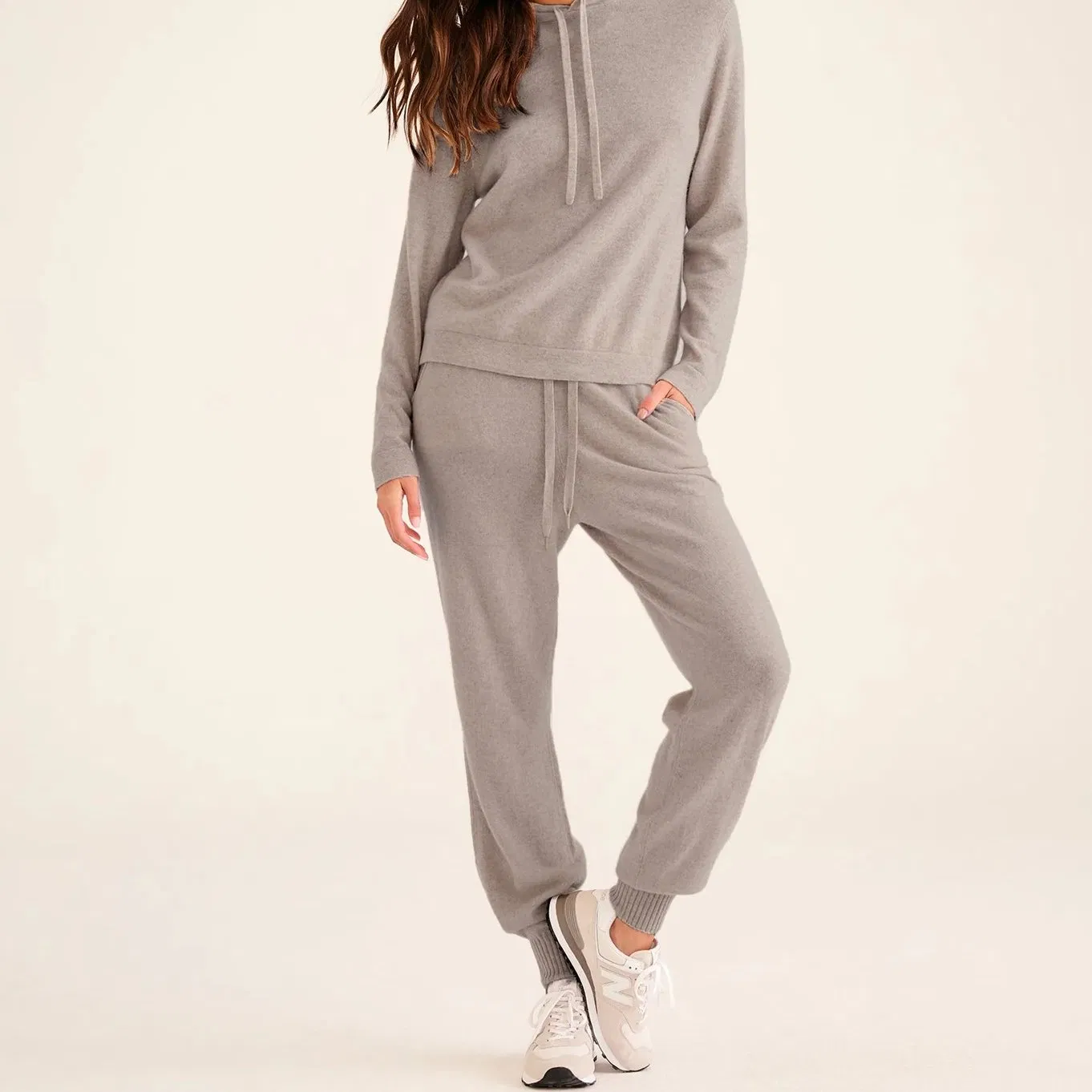 Hot Sale Royal Cashmere Knitted Duty-off Rib Drawstring Jogger Ladies Sweatpants / Track-Pants