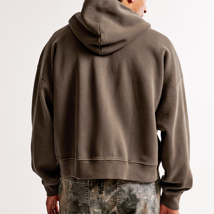 New Custom High Quality Streetwear Blank Heavyweight Oversized 400 Gsm French Terry Cotton Fleece Men Cropped Boxy Zip up Hoodie