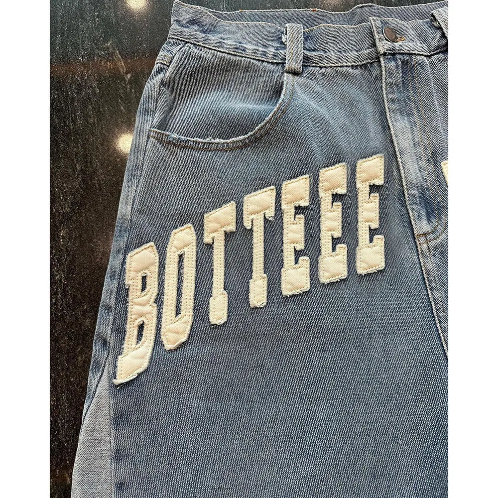 Custom Applique Embroidered Patches Raw Hem Cut Edge Distressed Streetwear Jeans Denim Shorts for Men