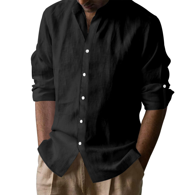 Factory Wholesale of High-quality Customizable Products Casual Regular-style Beach Vacation Breathable Henry Long-sleeved Shirt