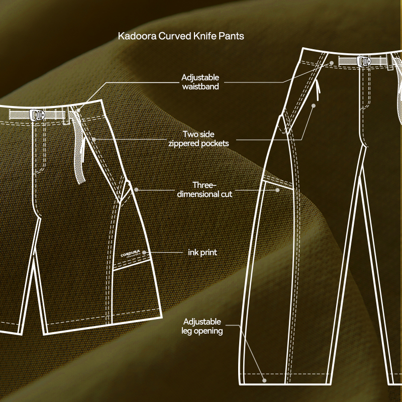 QUICKSHOW Streetwear CORDURA Wide Leg Outdoor Sport Pants Quick Dry Hike Pants Casual Pleated Cargo Scimitar Pants for Man