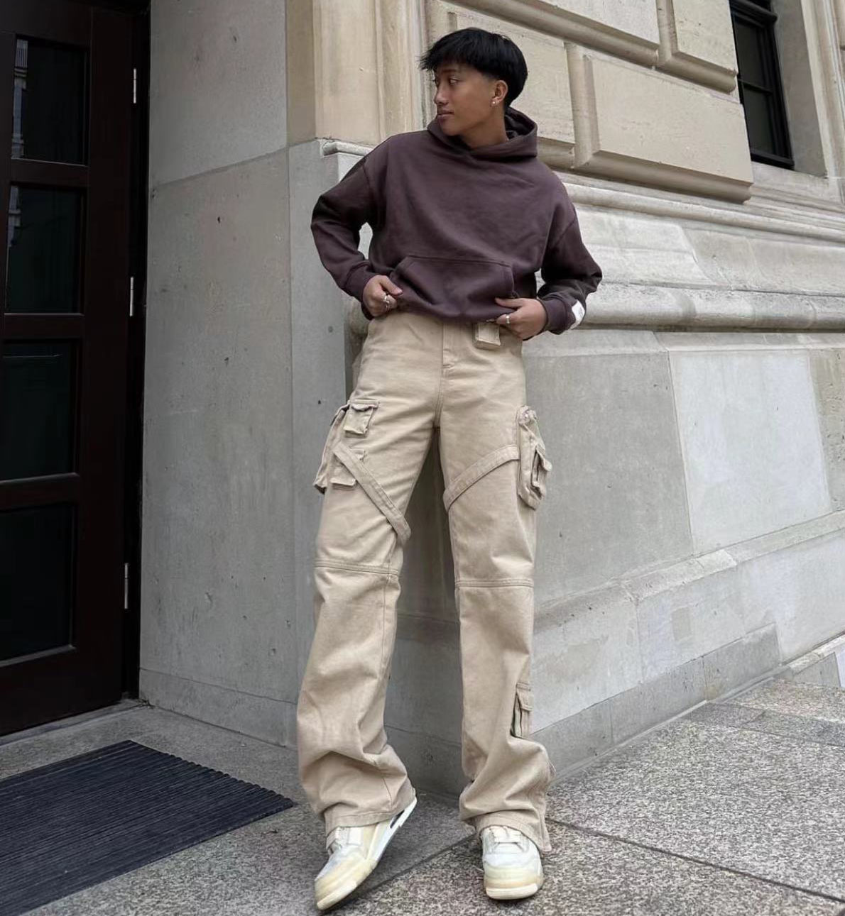 Own Custom 100% Cotton Multi Pocket Mens Casual Streetwear Trousers Joggers Oversize Baggy Cargo Sweat Pants for Men