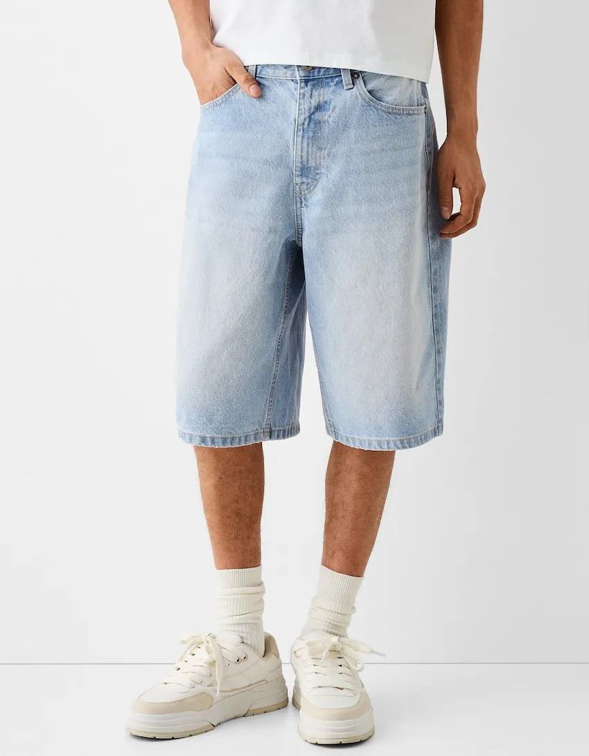 Bulk 95% Cotton 5% Spandex Straight Leg 7-9 Inch Mens Denim Shorts