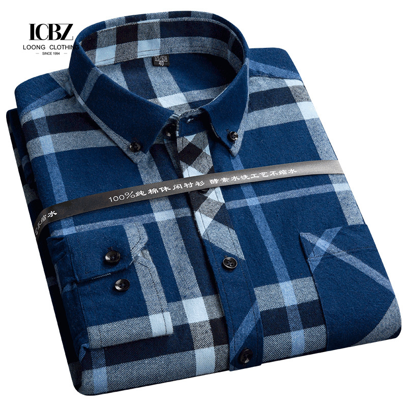 LCBZ Factory Wholesale Low MOQ Man Fabric Shirt Flannel Long Sleeve Custom Design Shirts For Man