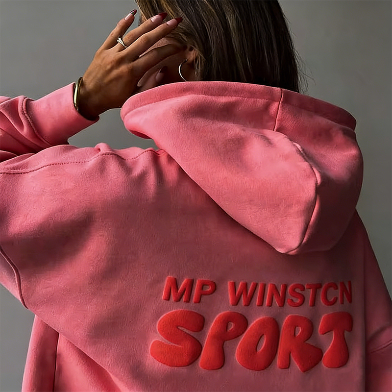 High Quality 3d Puff Print Cotton 400 Gsm Heavyweight Oversized Hoodie Custom Logo Heat Transfer Women Puff Printing Hoodies