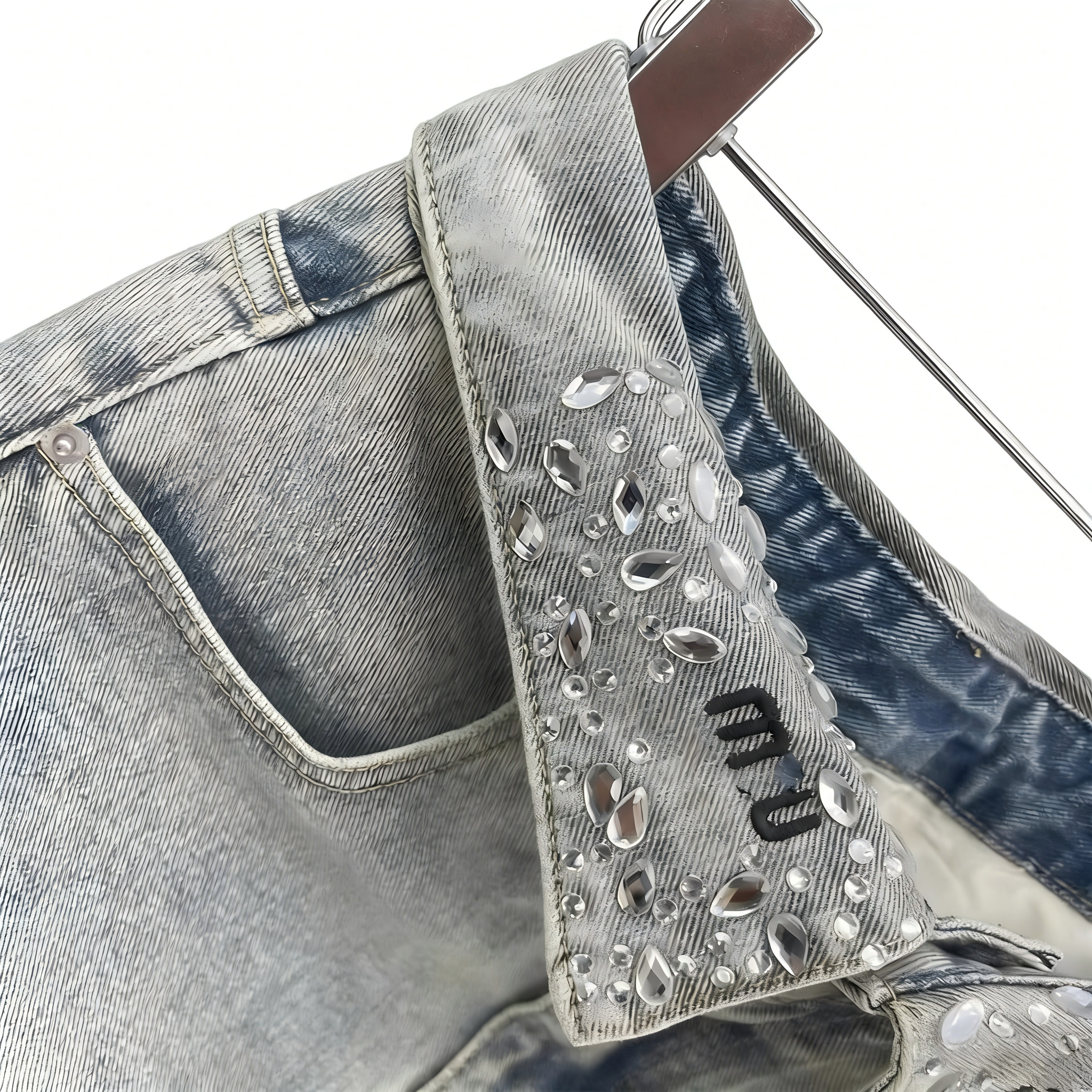 Vintage High Waisted A Line Skirt With Rhinestone And Letter Embroidery Y2K Streetwear Washed Denim Mini Skirt Womens Skirt