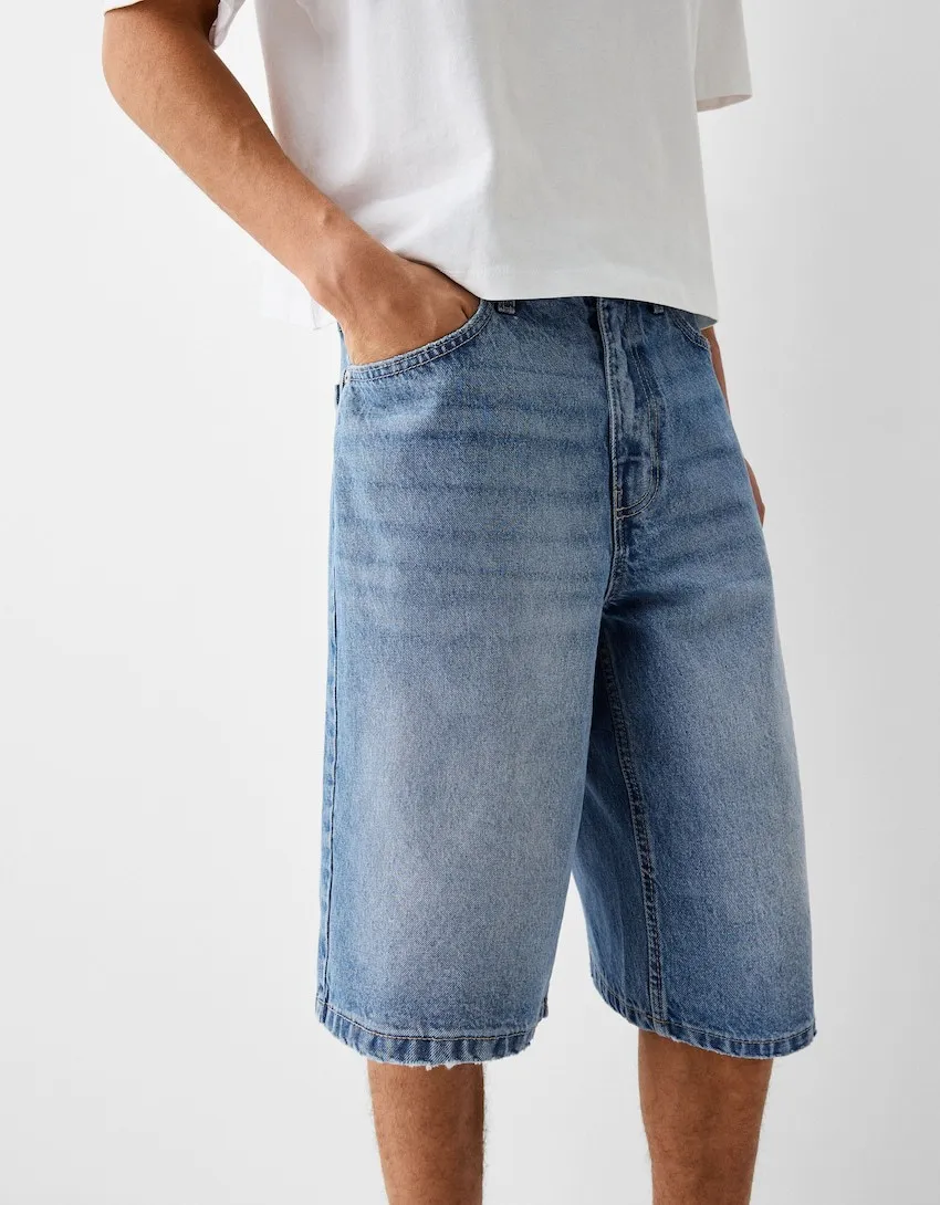 Bulk 95% Cotton 5% Spandex Straight Leg 7-9 Inch Mens Denim Shorts