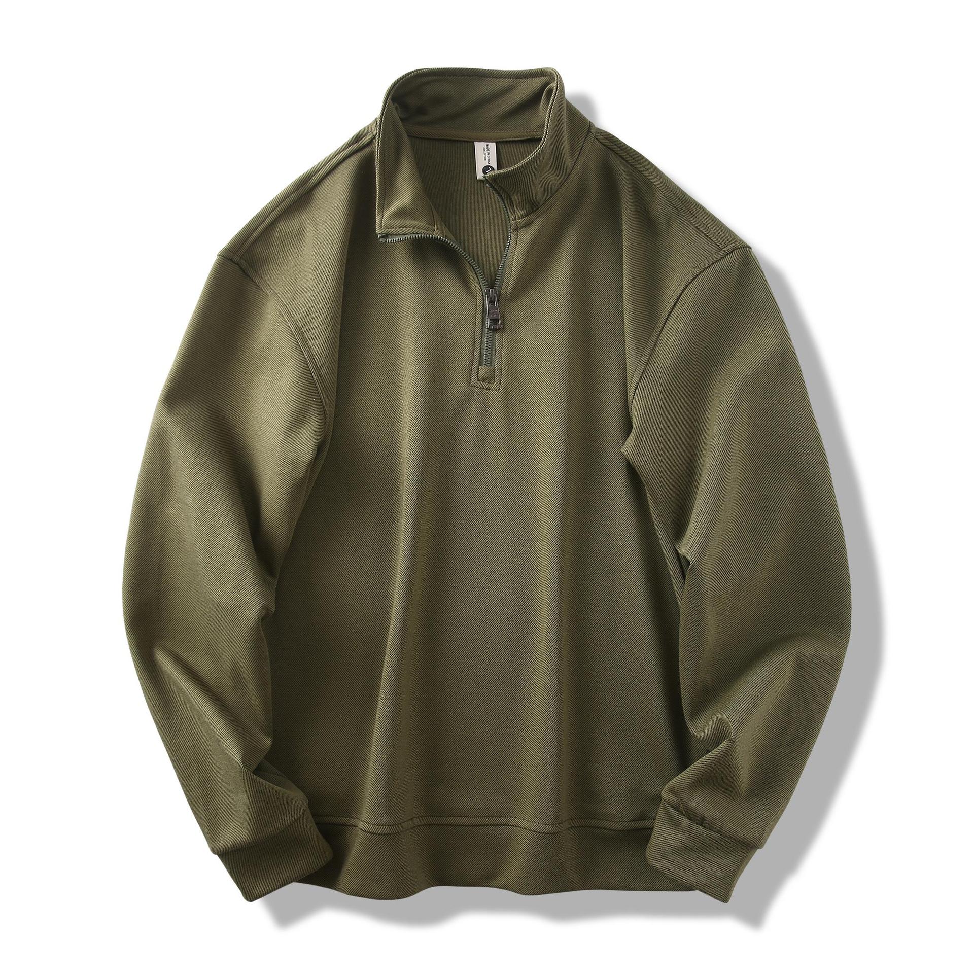 Men's Custom Logo Zip-Up Collar Fleece Cotton Collared Sweatshirt Latest Design Long Print Plain Blank 1/4 Zip Fleece Sweatshirt