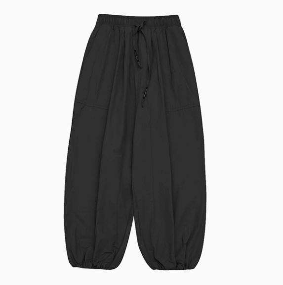 100% Cotton Mens Cargo Pants Japanese-Style Loose Fit Wide-Leg Straight Casual Mid Drawstring Closure Eco-Friendly Trousers