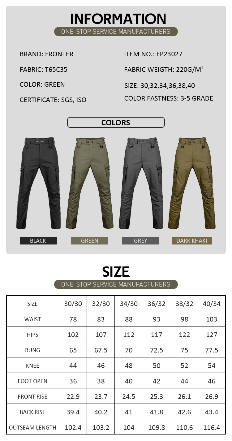 Men's Tactical Pants Waterproof Rip-stop Multi-Pocket Knee Pad Pocket Cargo Pants Outdoor Work Trousers OEM