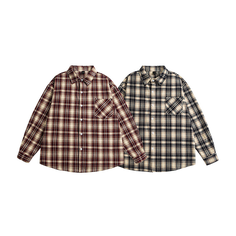 Custom Casual Oversize Blank Flannel Shirt Button up Long Sleeve Plaid Flannel Shirts for Men