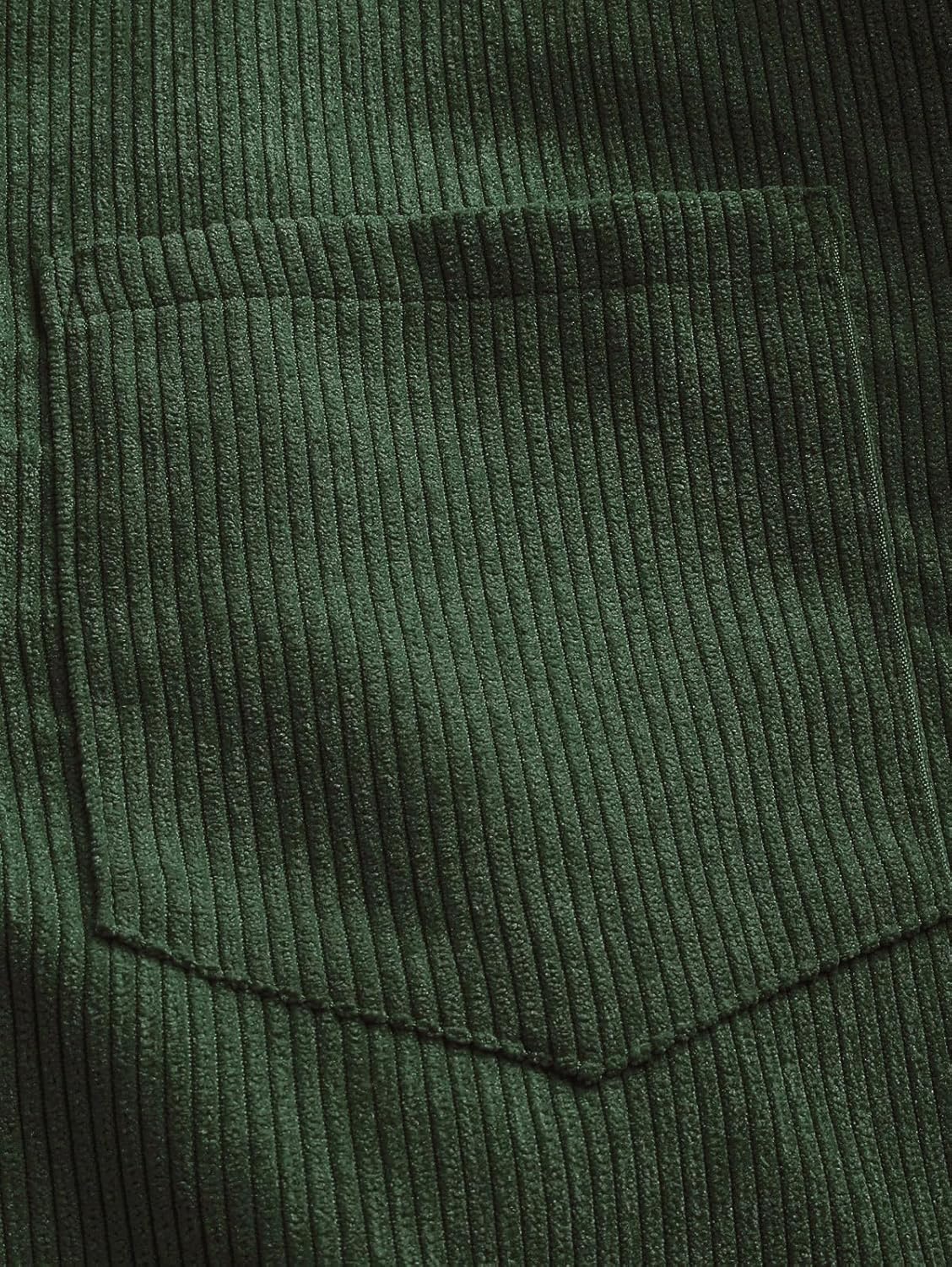 ZAFUL 2023 Men's Deep Green Corduroy Shirt Solid Color Half Button Long Sleeves Casual Work Collared Pocket 100% Cotton X-Large