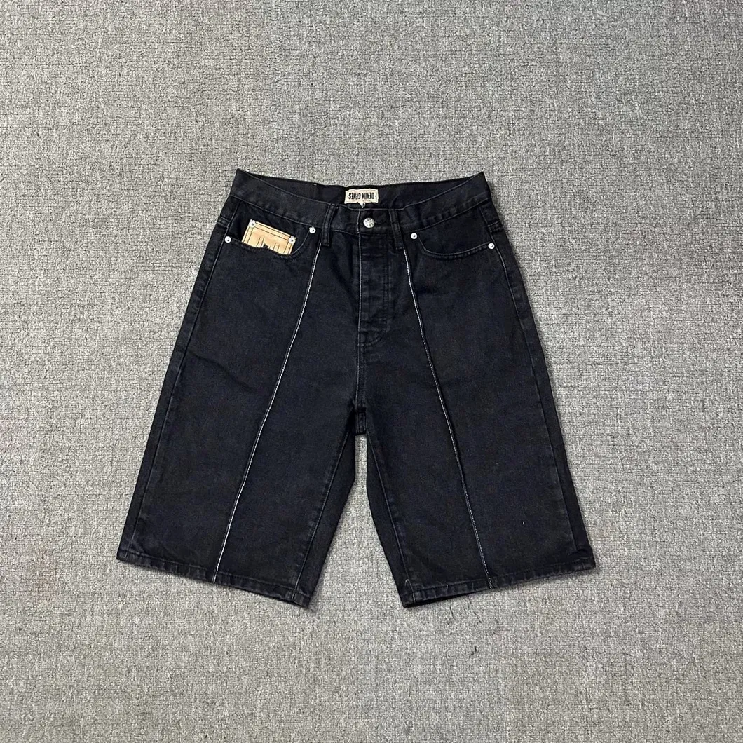 Summer Casual Shorts High Street Retro Distressed Shorts Jeans Star Embroidery Jacket Five-Point Pants Trend Denim