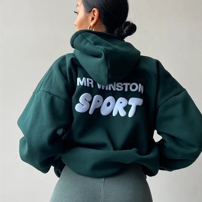 Custom 3D logo High Quality Embossed Unisex Hoodie Oem Womens Cotton Oversize Heat Transfer Puff Printing Women Hoodies