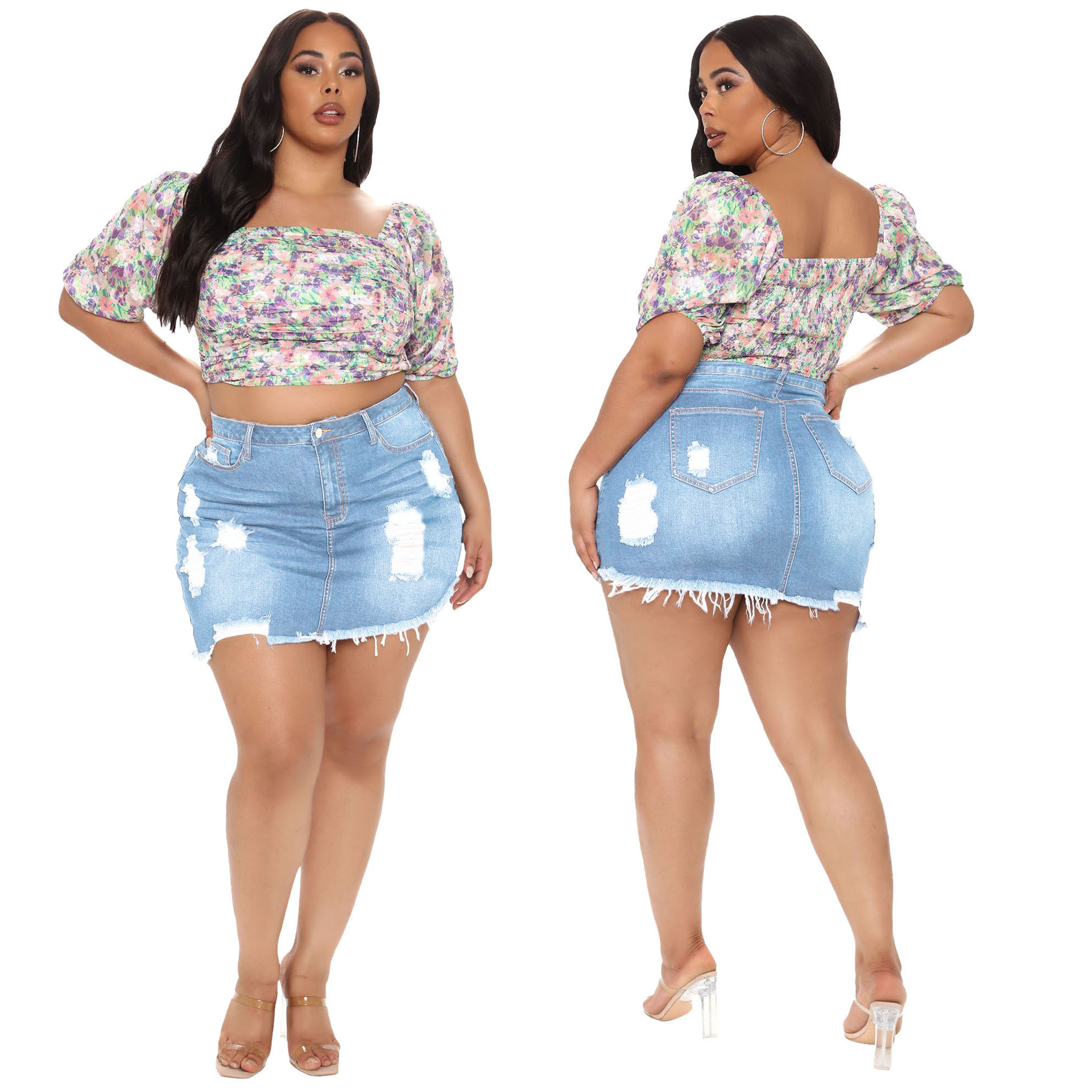 Custom Denim Skirt Back View