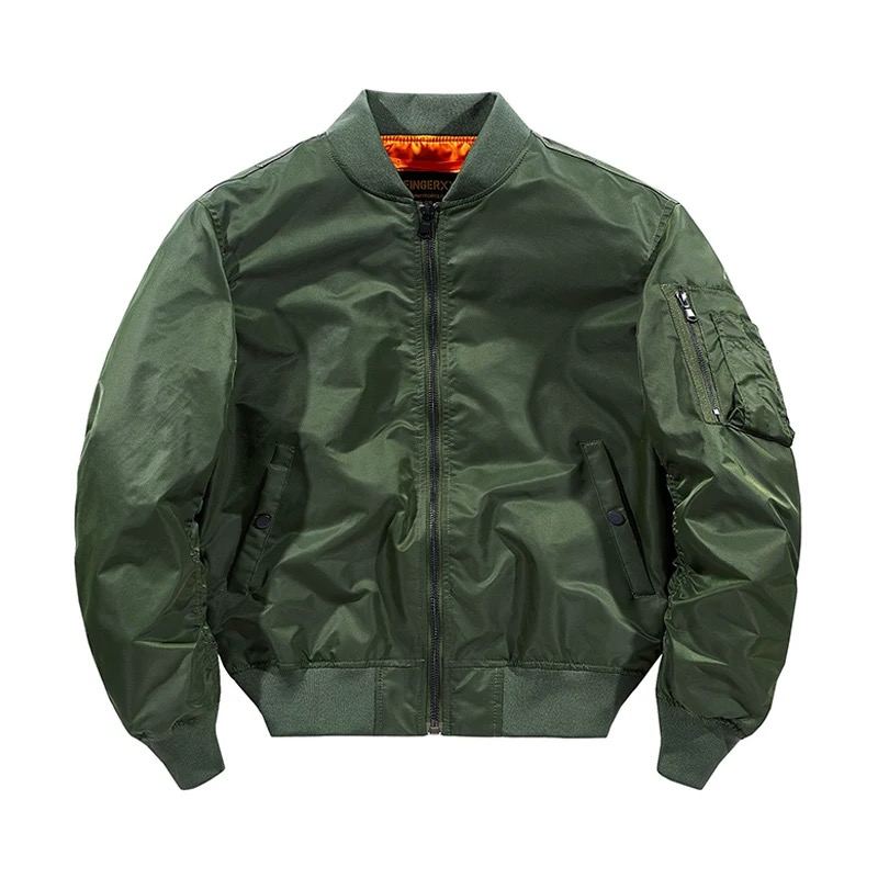 Wholesale Custom Front Embossed Men's Winter Bomber Jacket Baseball Zipper Plain Dyed Breathable Windproof Eco-Friendly Plus