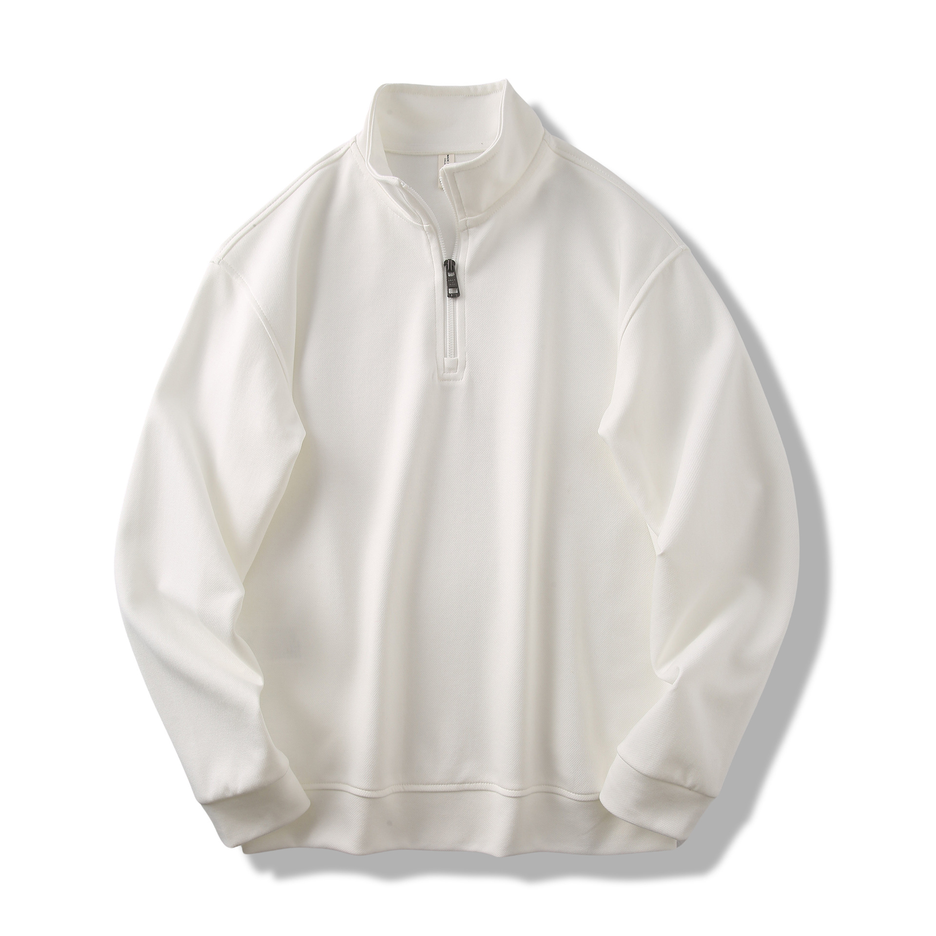 Men's Custom Logo Zip-Up Collar Fleece Cotton Collared Sweatshirt Latest Design Long Print Plain Blank 1/4 Zip Fleece Sweatshirt