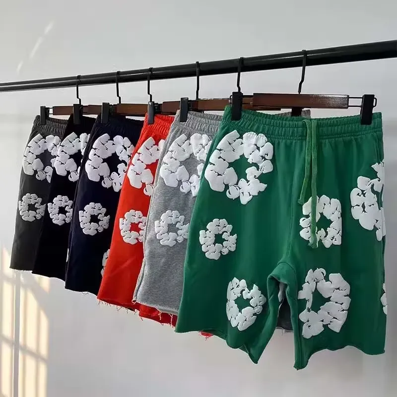 Denim Tears Teal Base White Wreath Print Heavyweight Sweat Shorts
