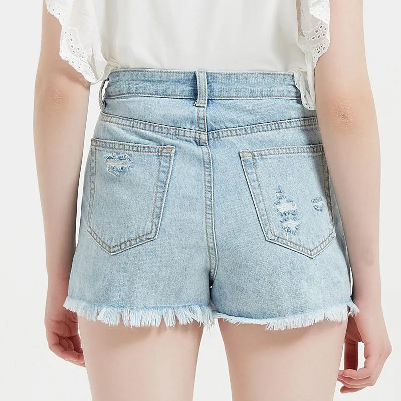 Fashion Ladies Denim Shorts Cotton Women′ S Ripped Denim Jeans Shorts