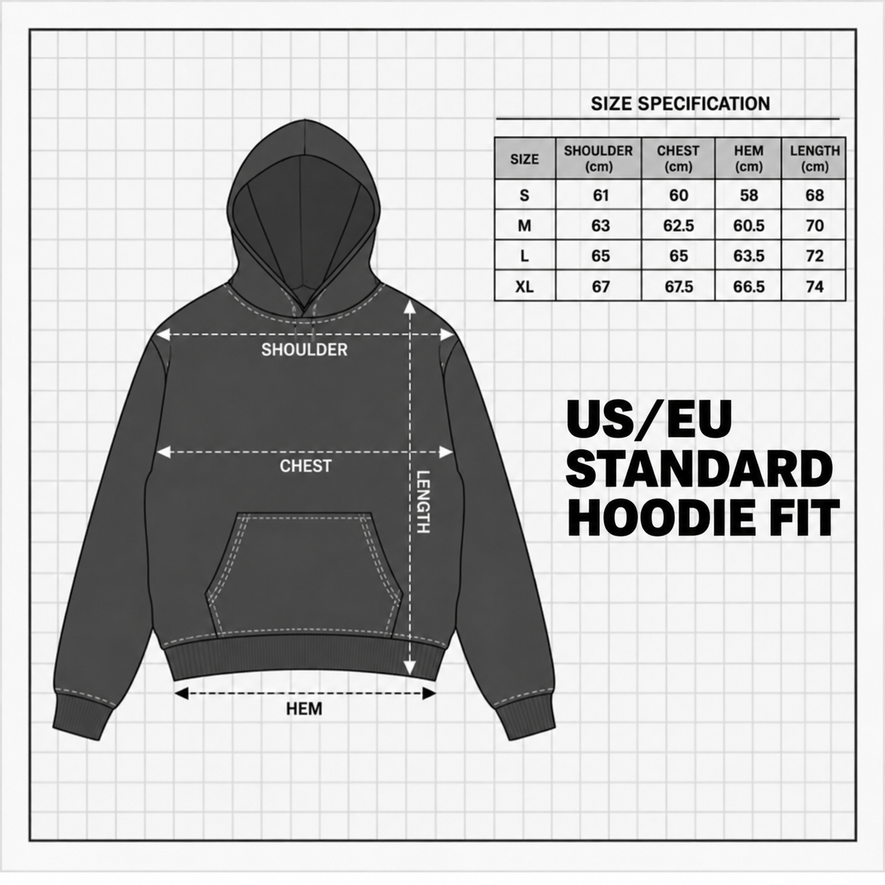 Custom logo Plain 500GSM Heavyweight Cotton French Terry Double Zipper Boxy Oversized Streetwear Men Hoodie Size Chart