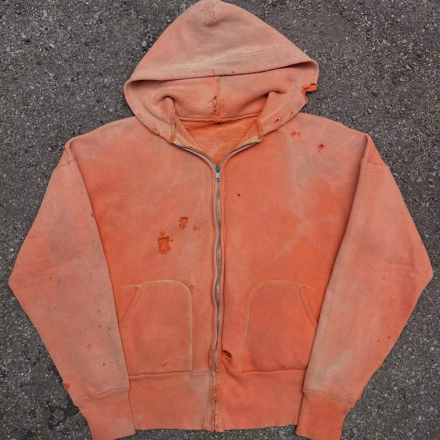 Hoodie Manufacturer Designer Custom High Quality Cotton French Terry Vintage Distressed Hoodies Acid Wash Zipper Hoodies for Men