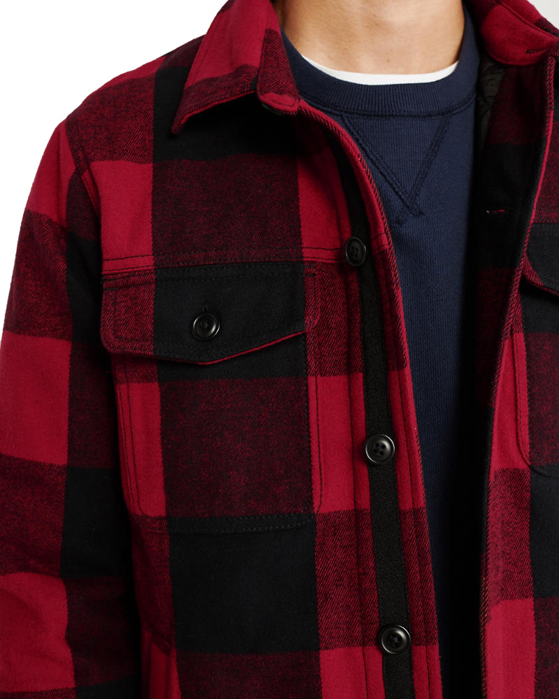 Black Check Plaid Flannel Shirt Jacket Winter Mens Custom Brand Fleece Jacket Knitted Dyed Eco-Friendly Breathable Front Logo