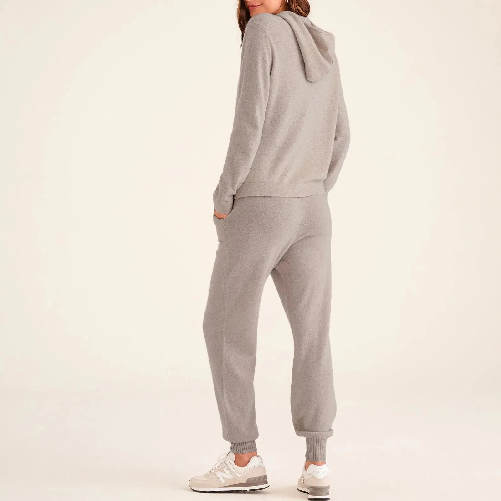 Hot Sale Royal Cashmere Knitted Duty-off Rib Drawstring Jogger Ladies Sweatpants / Track-Pants