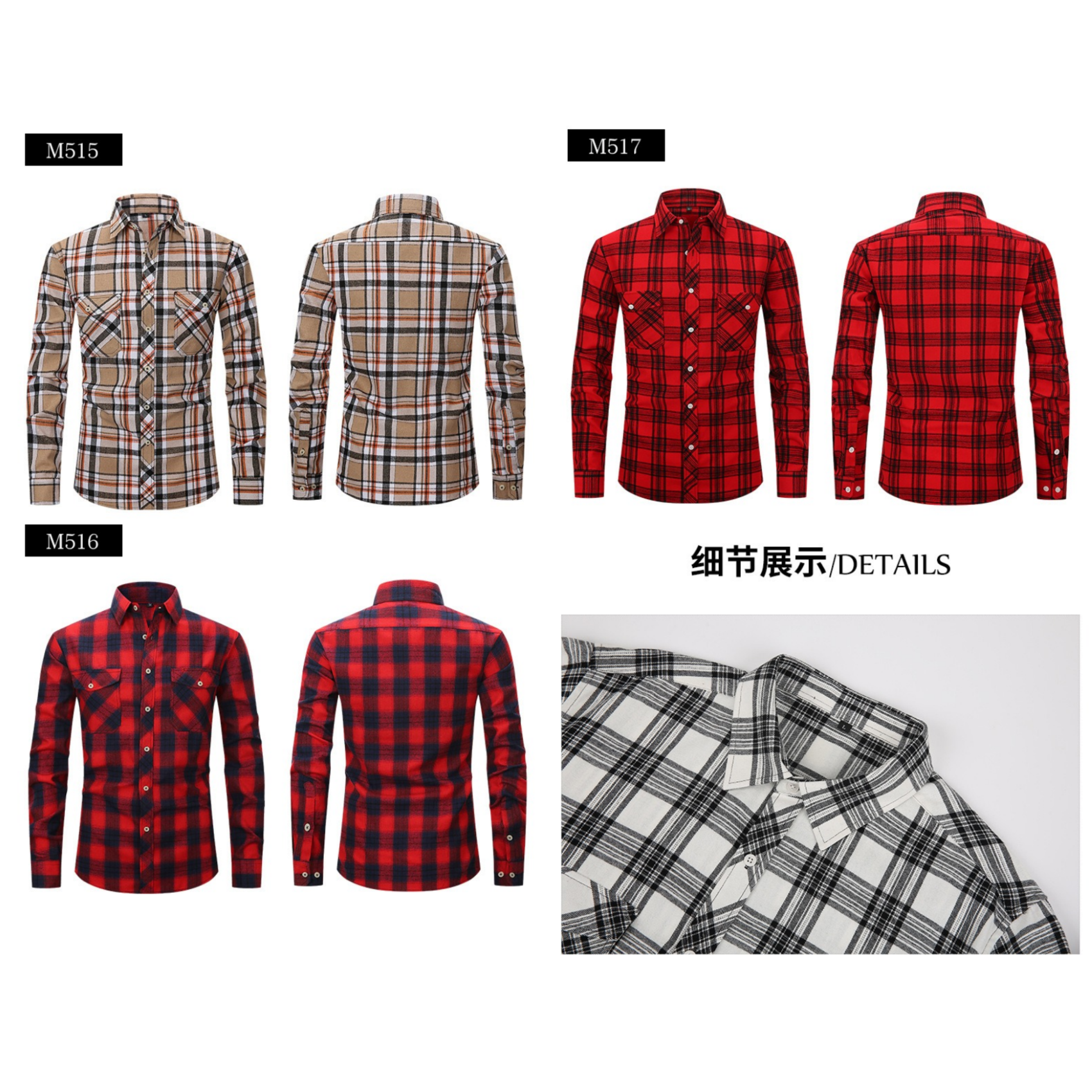 High Quality Vintage Style Men's Plaid Flannel Shirt Long Sleeved Double Pocket Fashionable Casual Anti-Wrinkle Breathable