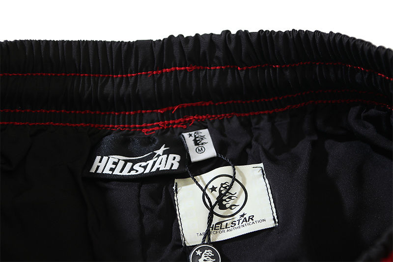 Hellstar Men Lightweight Nylon Track Pants with Logo Print, Sporty Streetwear
