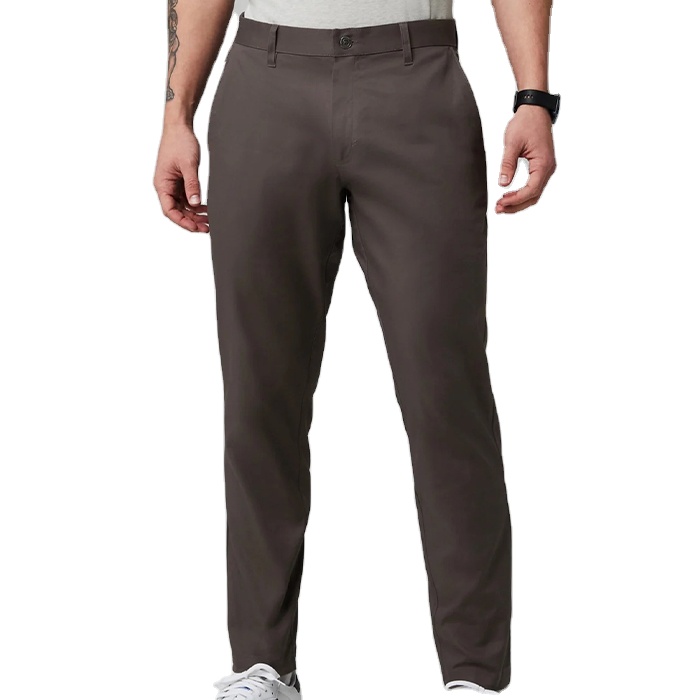 ZM-1399 High Waist Classic Fit Chino Pants Men Cotton Trousers Wrinkle Resistant Breathable Pants for Golf