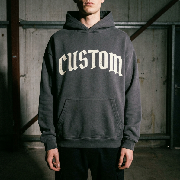 Custom Logo Vintage Washed 100% Cotton Heavyweight Hoodie Streetwear Boxy Fit Oversized Distressed Gothic Graphic Pullover