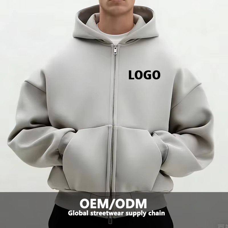 Fighting Ant Custom Logo Plain 500GSM Heavyweight Cotton French Terry Double Zipper Boxy Oversized Streetwear Men Hoodie