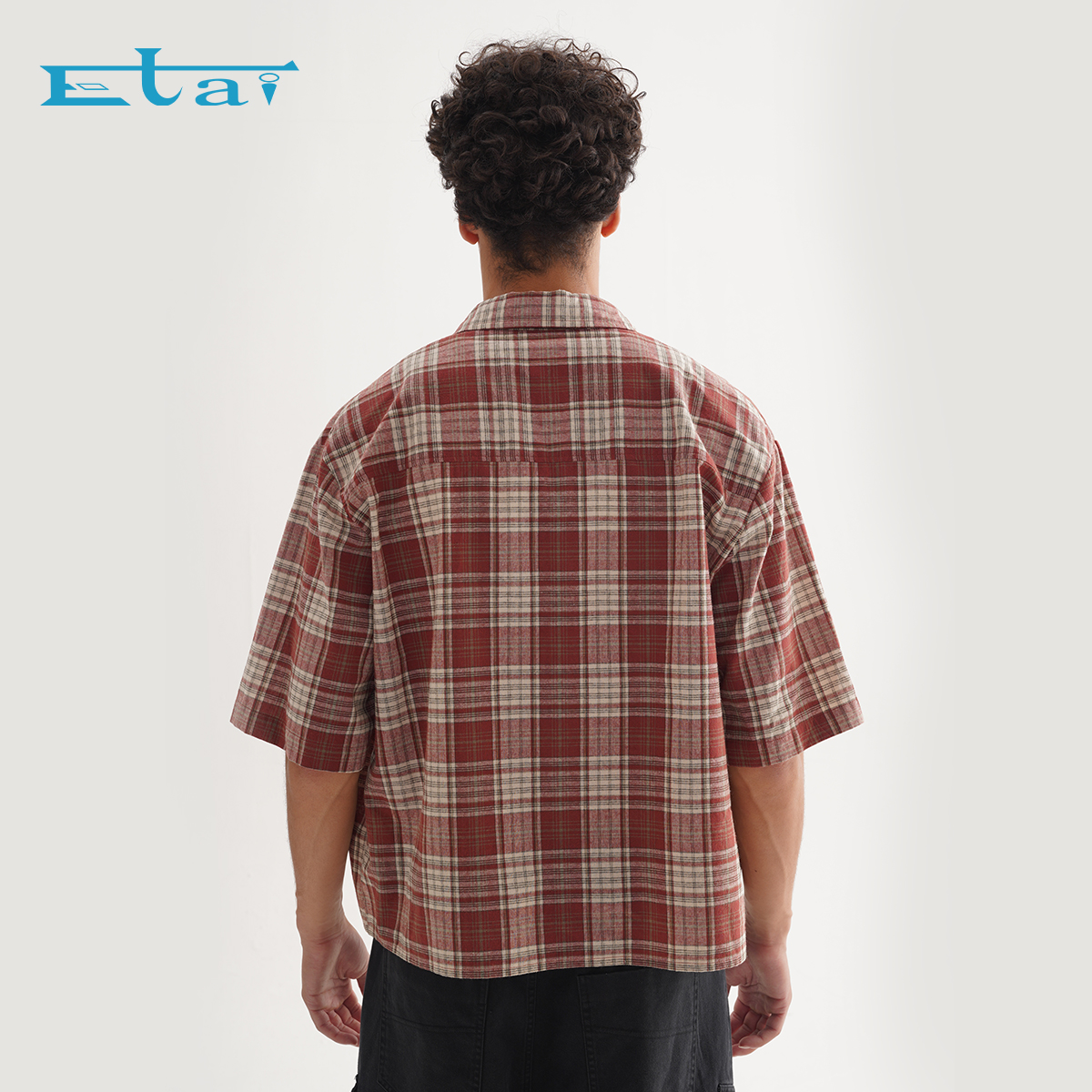 Manufacturer Custom Flannel Shirts 100% Cotton Short Sleeve Cropped Boxy Plaid Button Up Shirt For Men