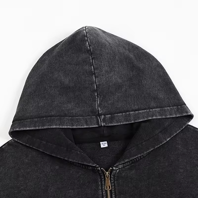 Men Zip up Vintage Washed Heavy Weight French Terry Eco-Friendly Regular Fit Custom Sweatshirt Streetwear Unisex Autumn