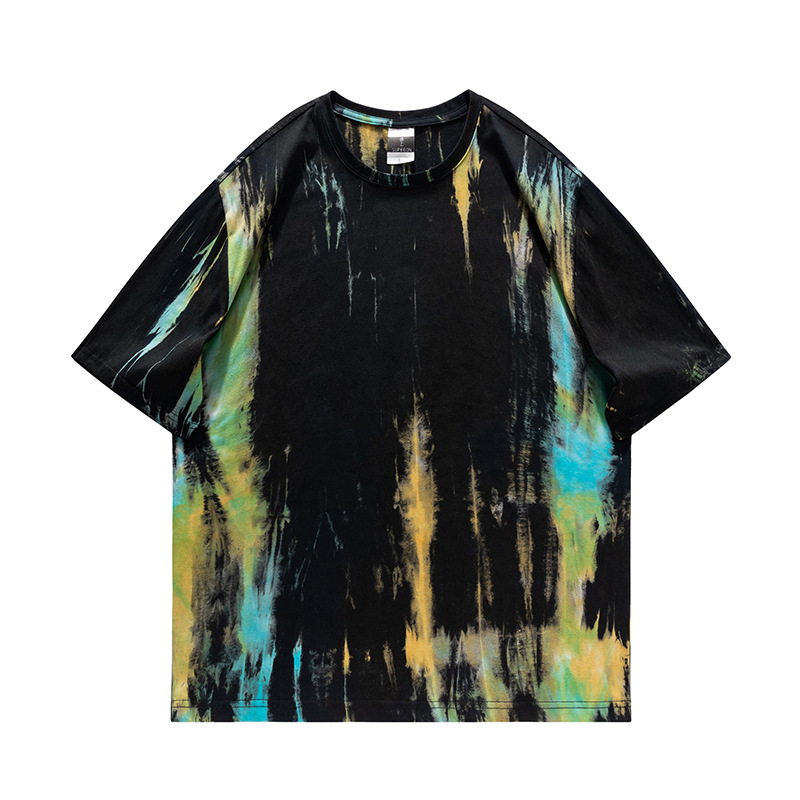 Fashion Heavyweight Tie-Dye Graphic Tee 180gsm 100% Cotton Soft Gradient Color Unisex Streetwear Custom Printing T-shirt for Men