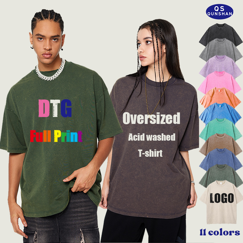 Custom Screen Print Dtg Graphic T-shirt Wholesale Blank Distressed Washed Custom logo Distressed Men's Oversize Vintage T-shirt