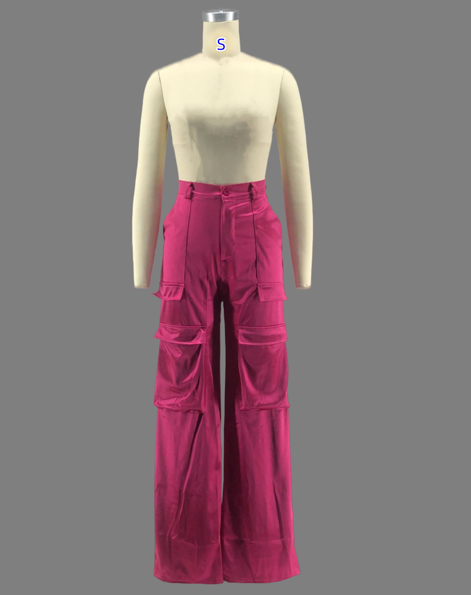 Women Fashion Multi Pocket Front Straight Jogger Pants Comfortable Solid High Waist Summer Wide Leg Streetwear Cargo Trousers