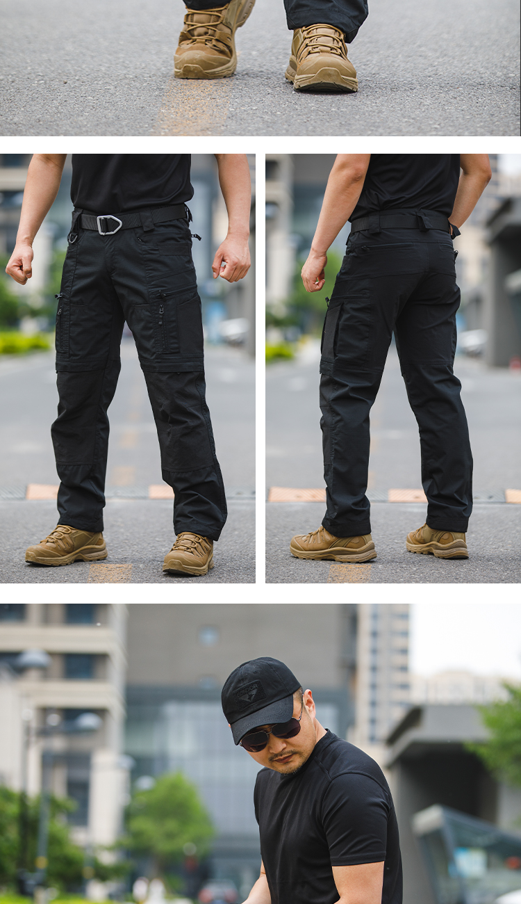 Men's Tactical All-Terrain Cargos Pants Waterproof Mid Waist Drawstring Closure Trousers