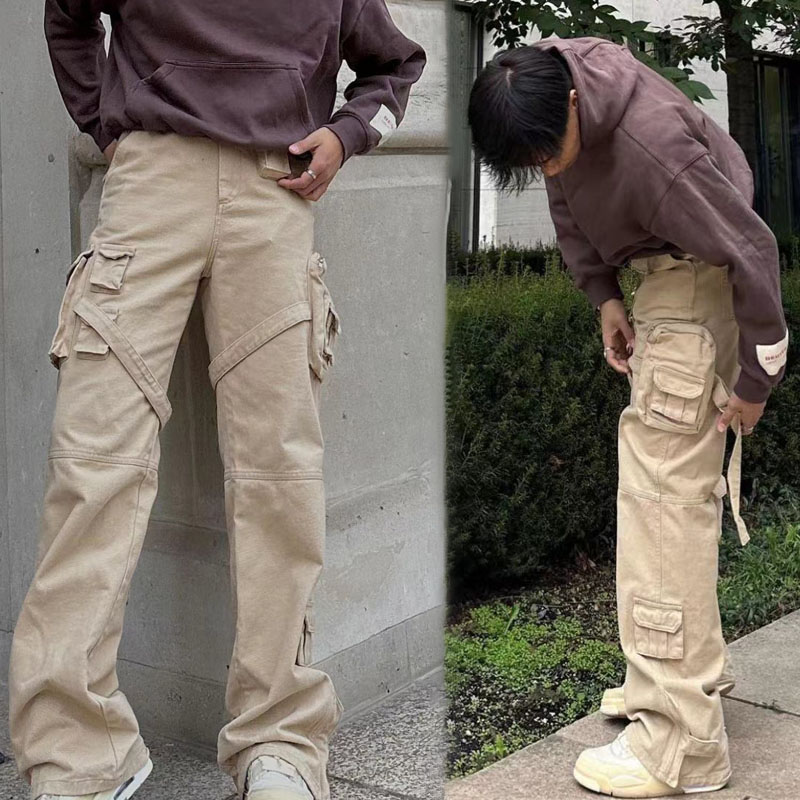 Own Custom 100% Cotton Multi Pocket Mens Casual Streetwear Trousers Joggers Oversize Baggy Cargo Sweat Pants for Men