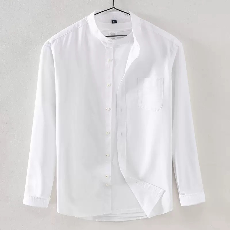 2026 New Style Men's Long-Sleeved Shirt - Solid Color, Elastic, Non-Stretch, Professional Workwear, Utility Wear