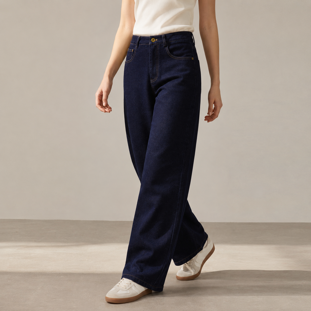 Faux Denim Thick Corduroy Plain Dyed Solid Straight Leg Pants Mid Waist Cotton Polyester Zipper Casual Autumn Winter Women Pants